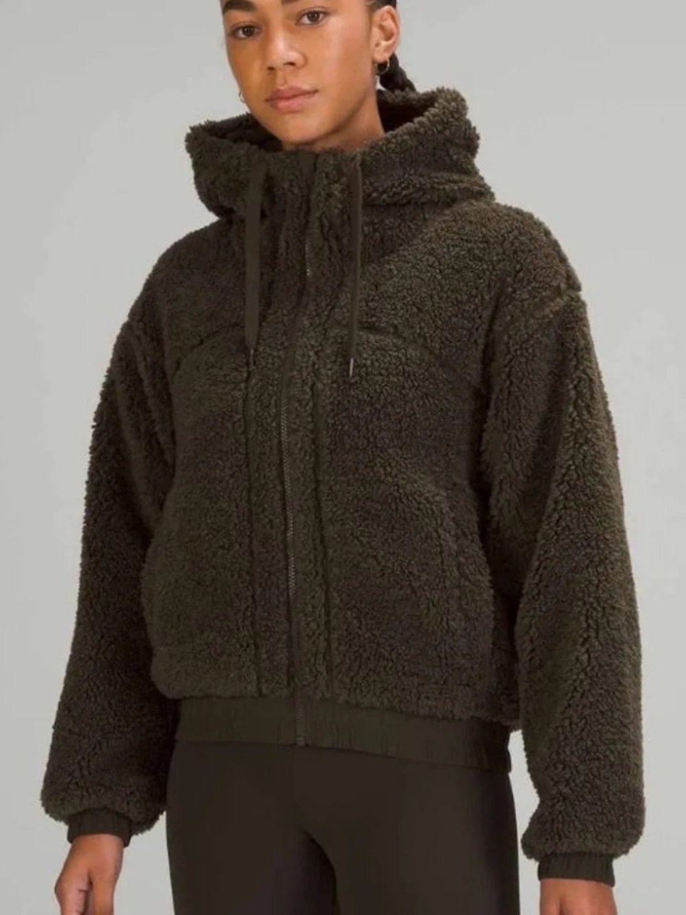lululemon athletica Olive Reversible Fleece Sherpa Zip Hooded Jacket